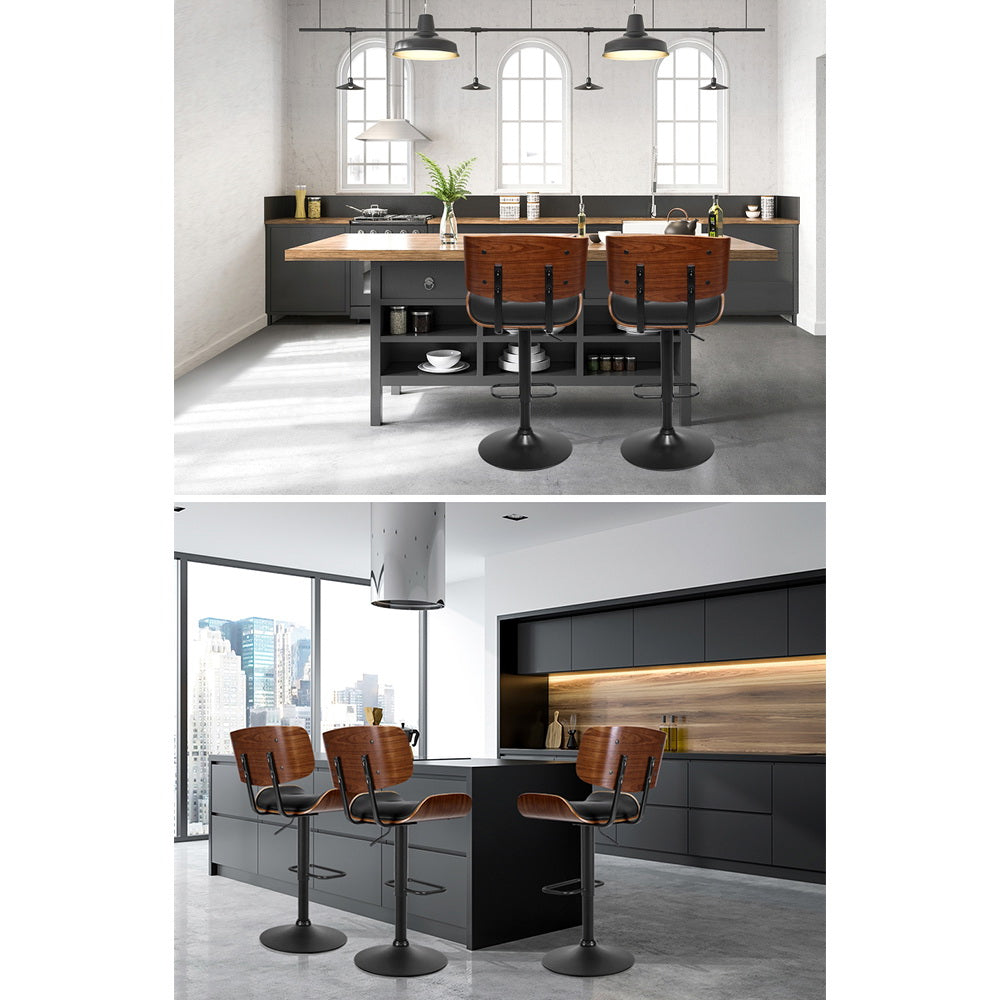 Charlotte PU Leather Counter Stool - Black / Black Base (Set of 2)
