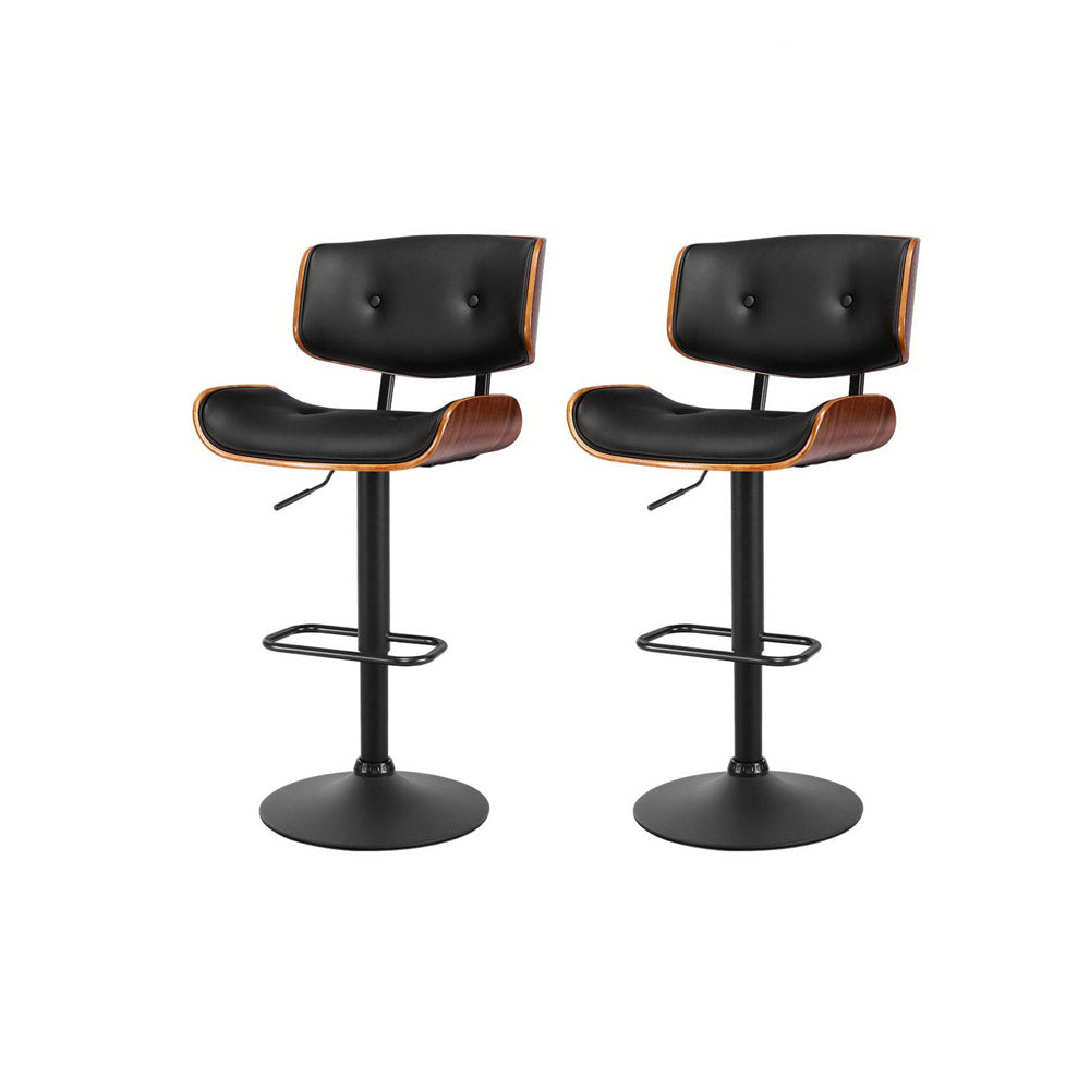Charlotte PU Leather Counter Stool - Black / Black Base (Set of 2)