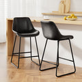 Hugo PU Leather Counter Stool - Black (Set of 2)
