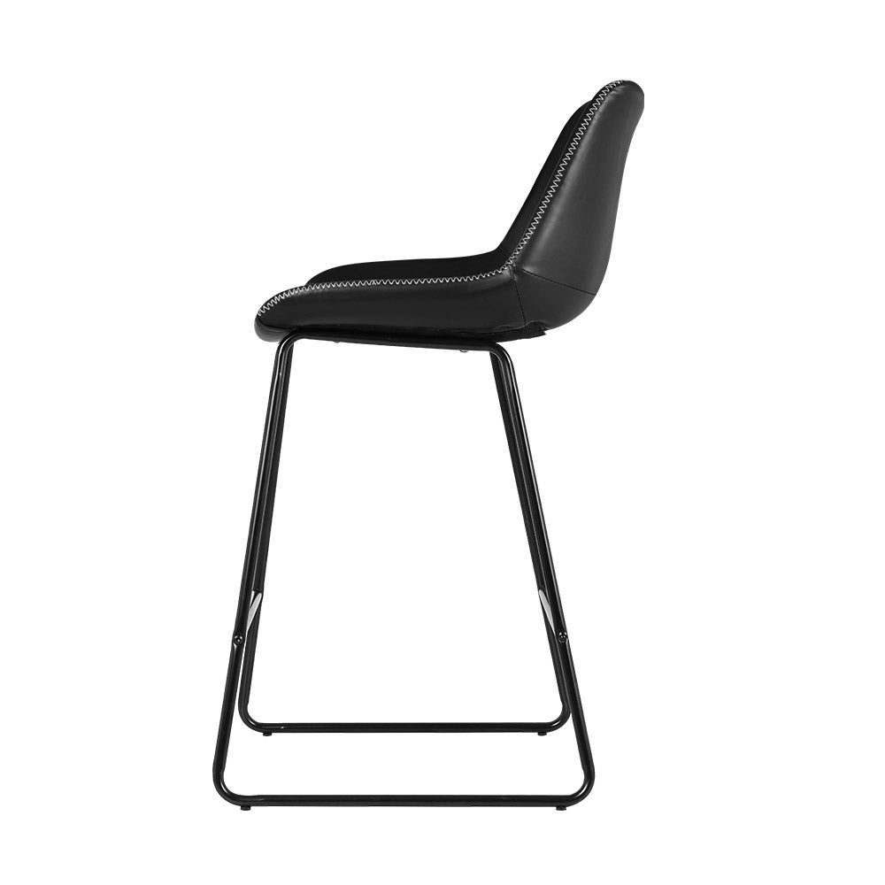 Hugo PU Leather Counter Stool - Black (Set of 2)