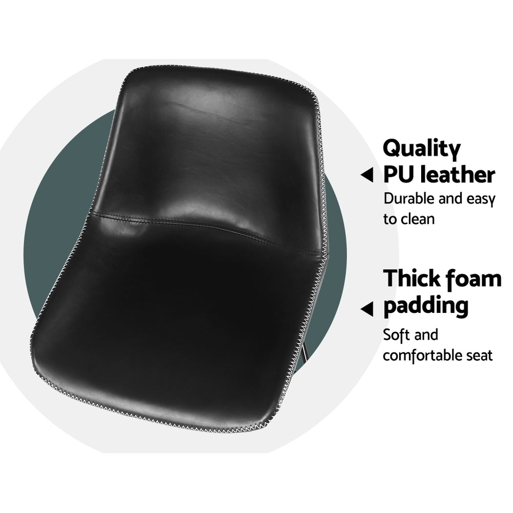Hugo PU Leather Counter Stool - Black (Set of 2)