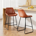 Hugo PU Leather Counter Stool - Brown (Set of 2)