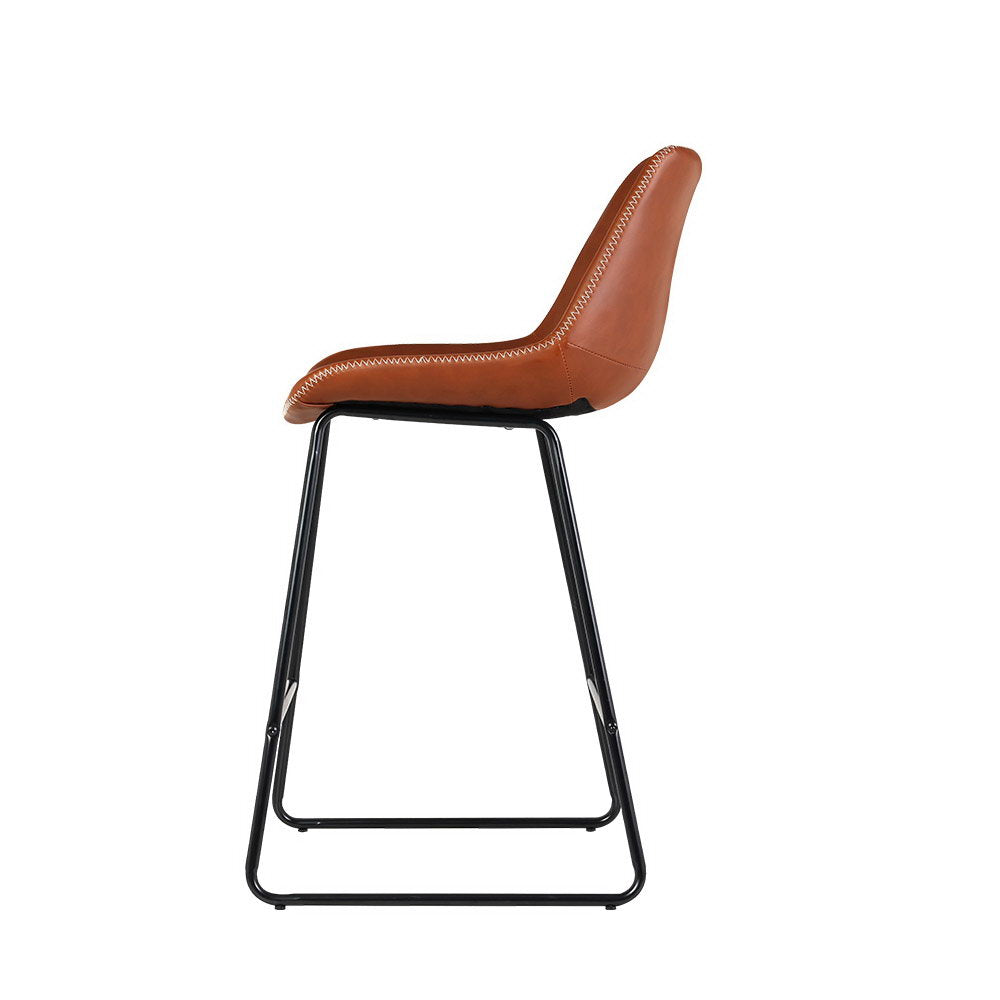 Hugo PU Leather Counter Stool - Brown (Set of 2)