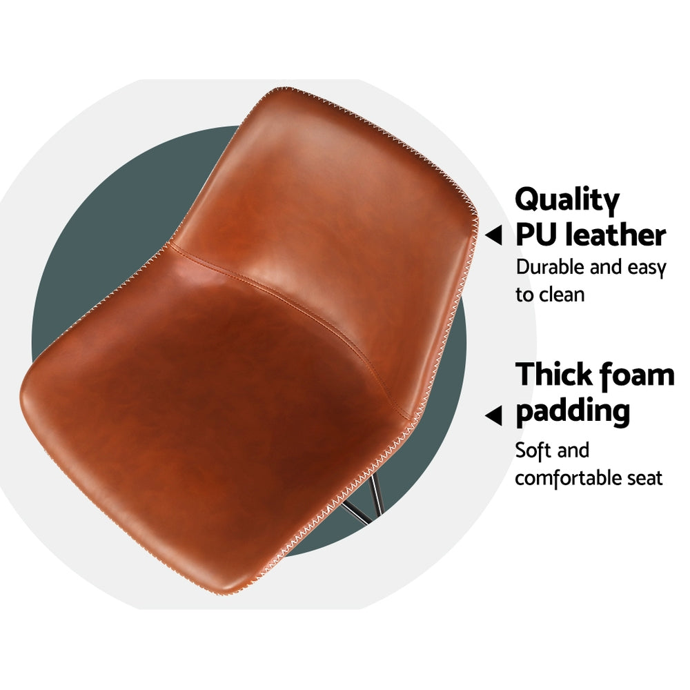 Hugo PU Leather Counter Stool - Brown (Set of 2)