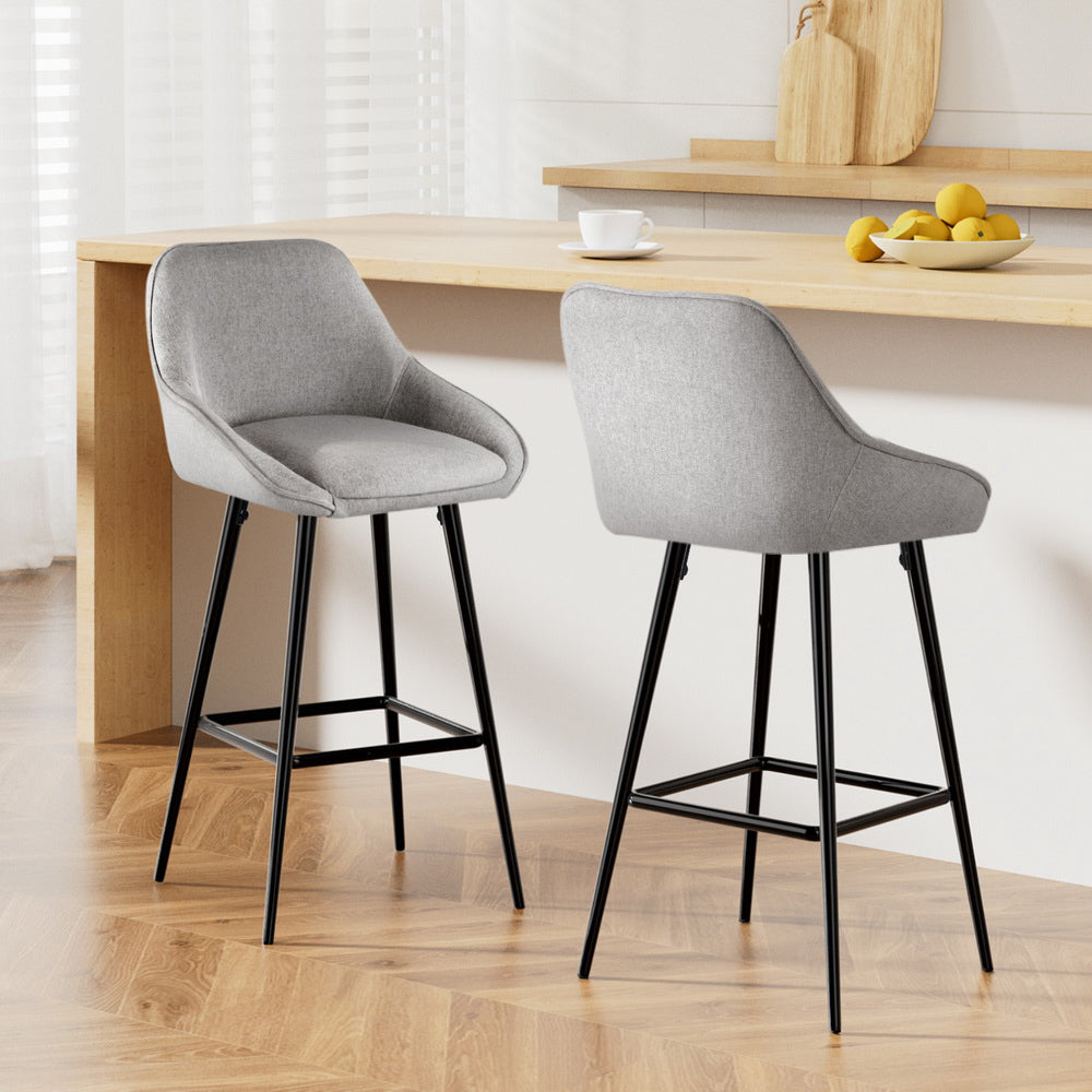 George Linen Counter Stool - Grey (Set of 2)