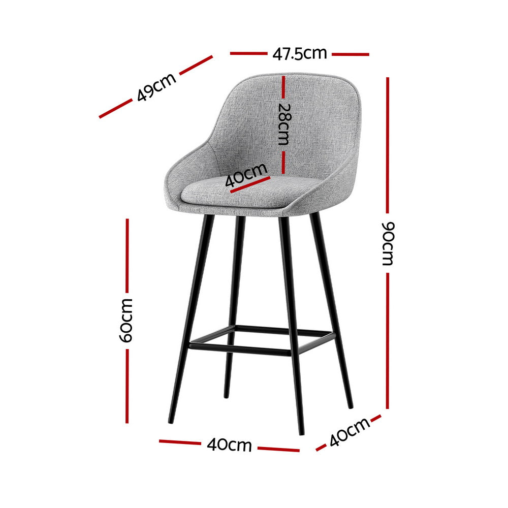 George Linen Counter Stool - Grey (Set of 2)
