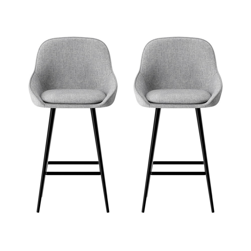 George Linen Counter Stool - Grey (Set of 2)