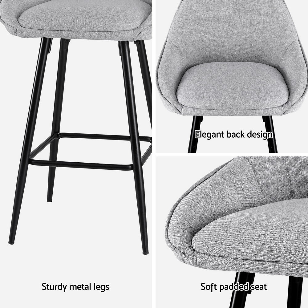 George Linen Counter Stool - Grey (Set of 2)