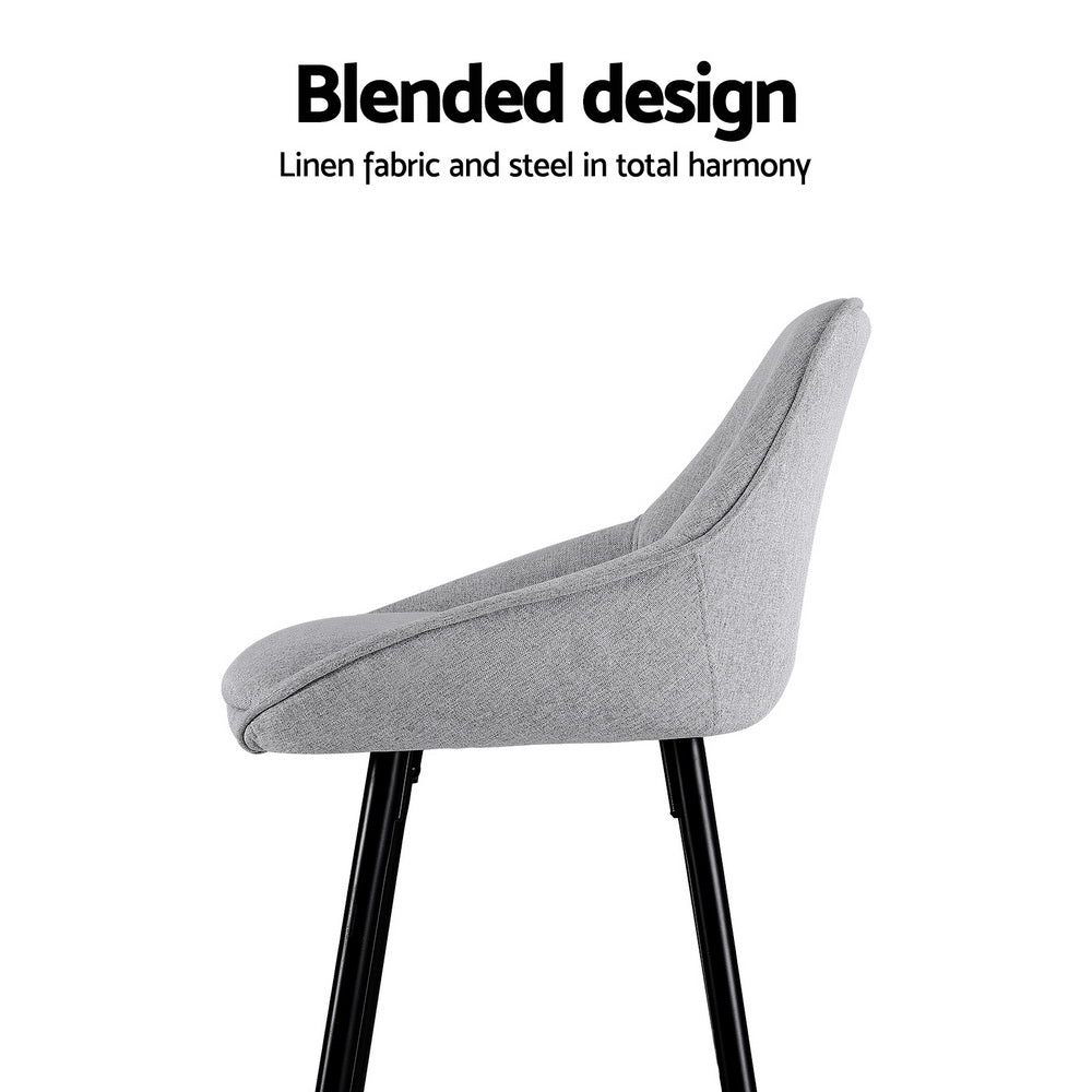 George Linen Counter Stool - Grey (Set of 2)