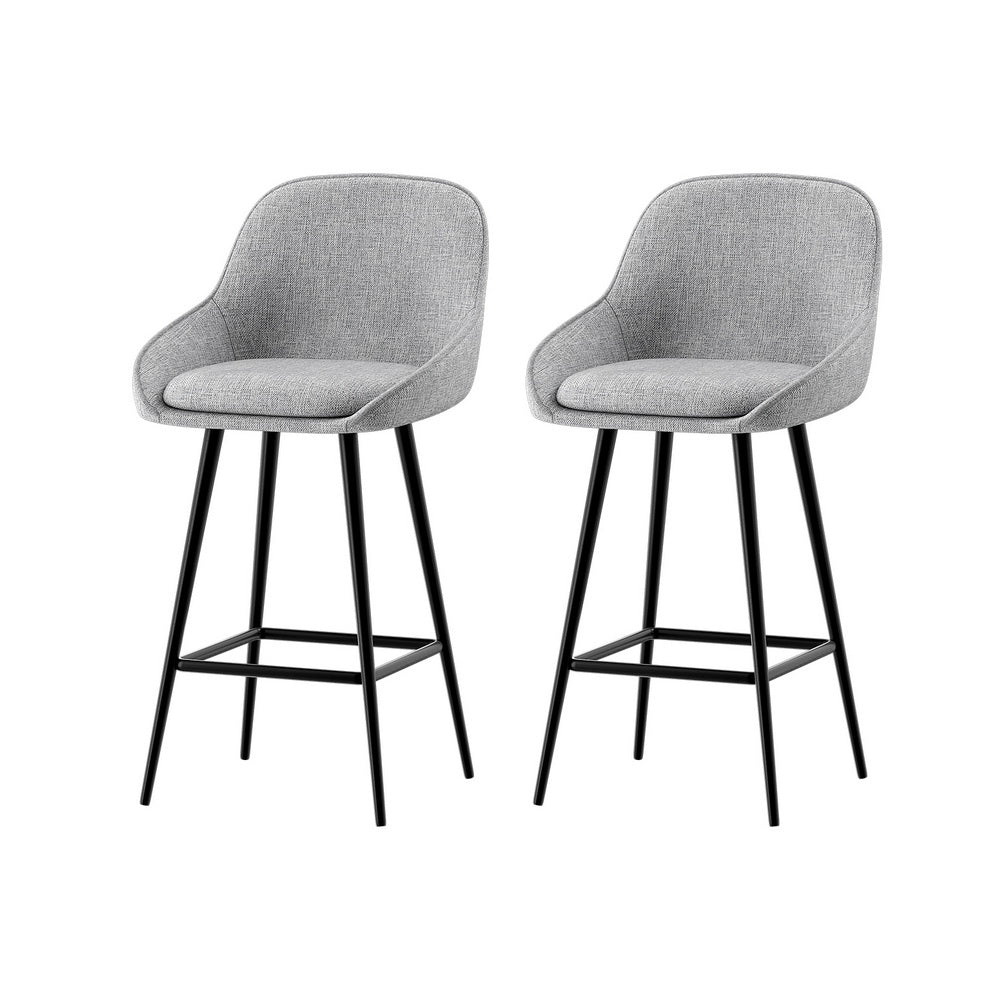 George Linen Counter Stool - Grey (Set of 2)
