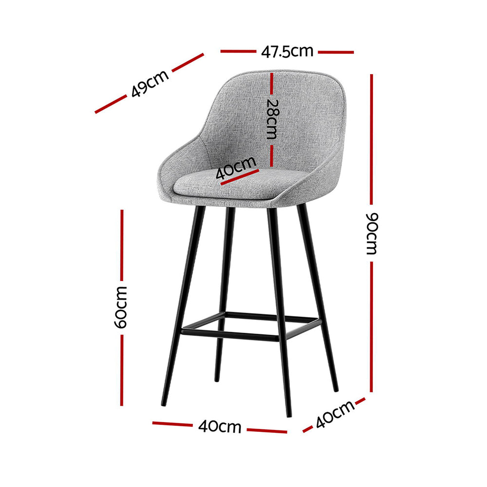 George Linen Counter Stool - Grey (Set of 4)