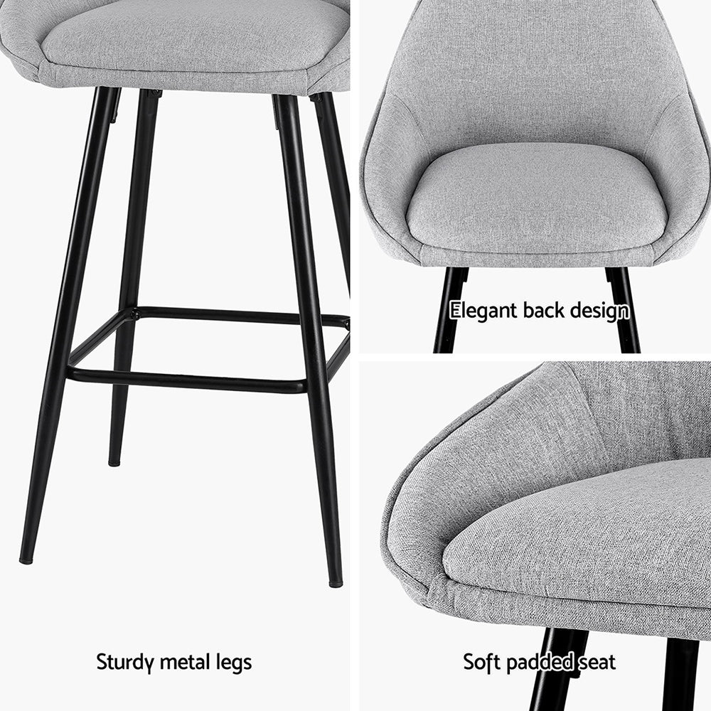 George Linen Counter Stool - Grey (Set of 4)