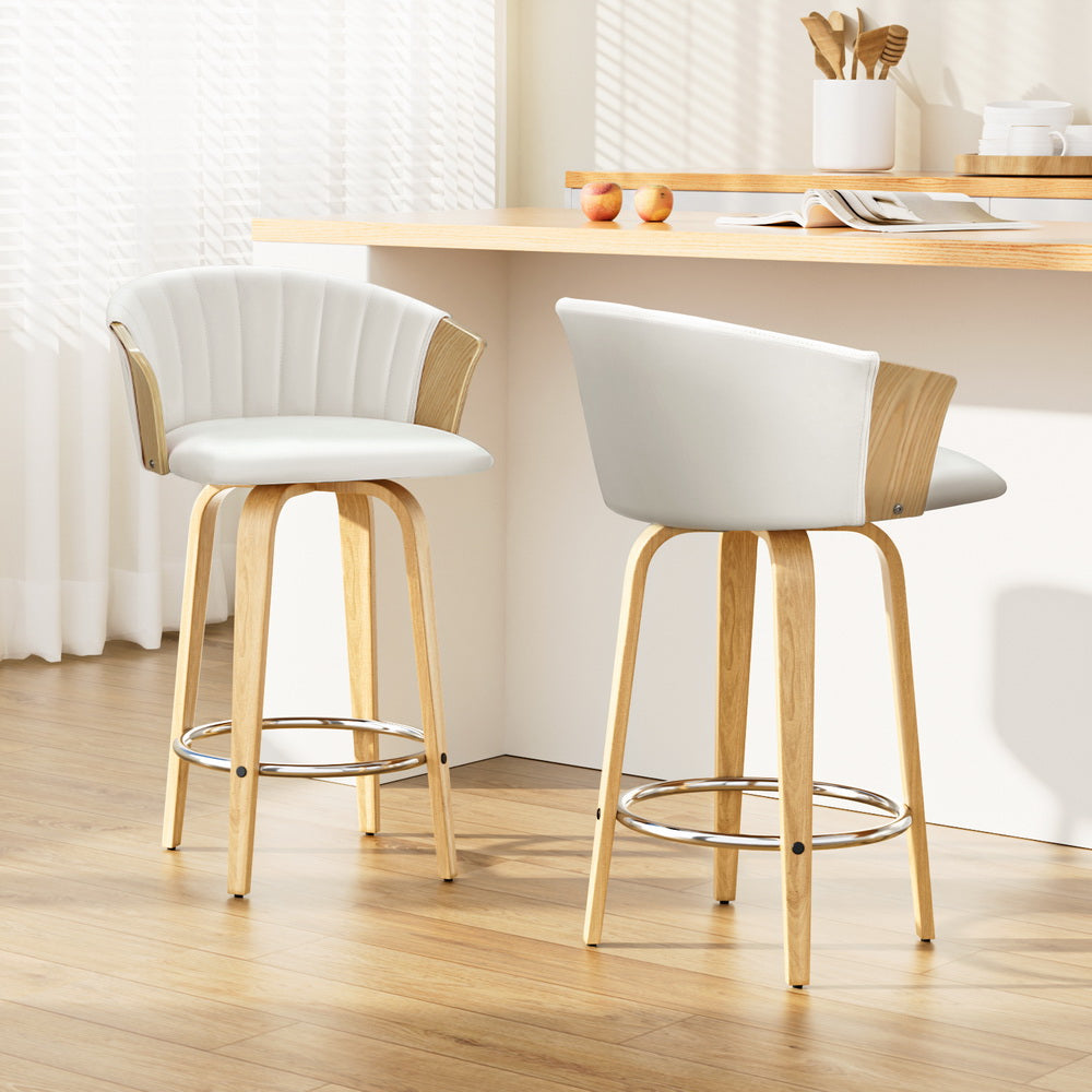Imogen PU Leather Counter Stool - White (Set of 2)