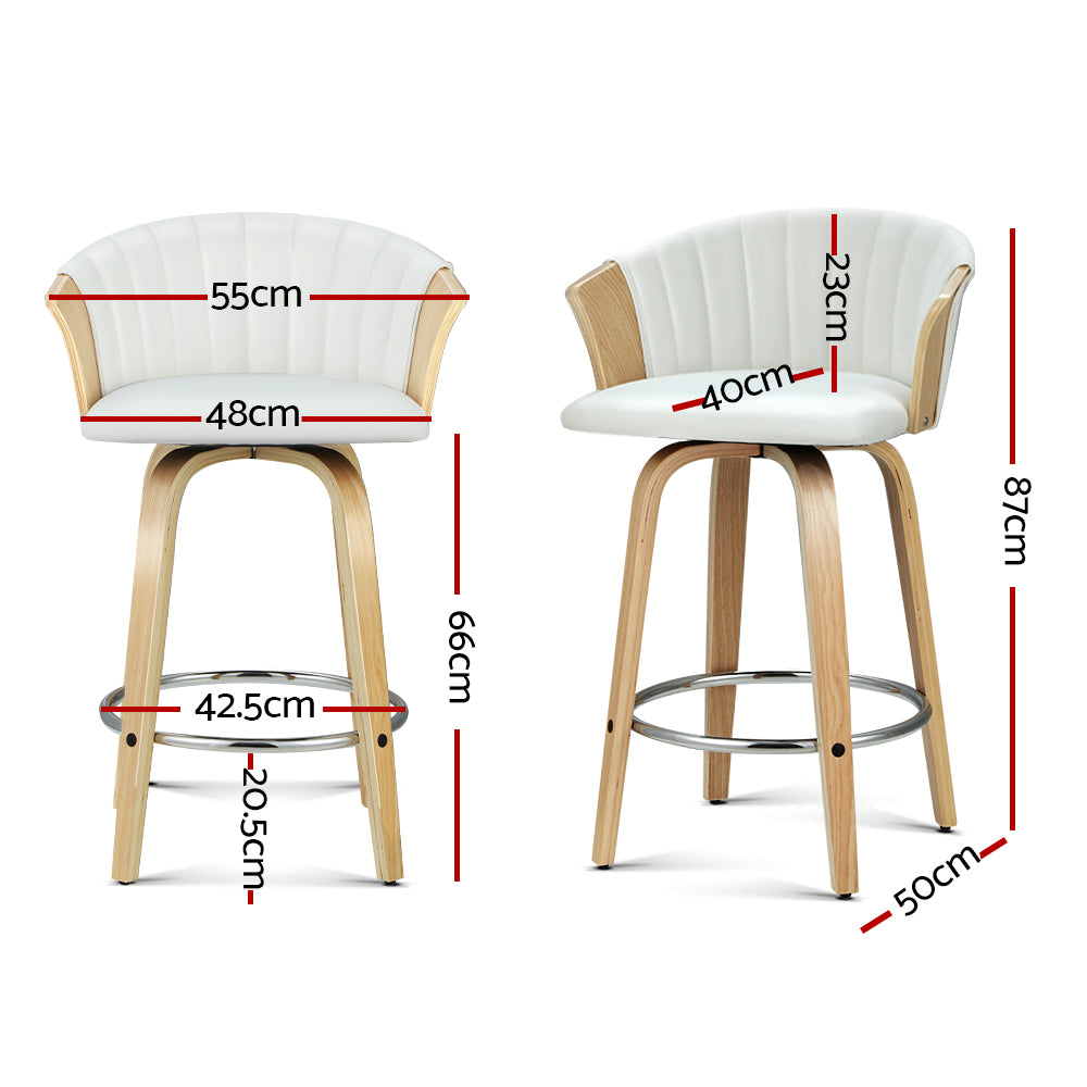 Imogen PU Leather Counter Stool - White (Set of 2)
