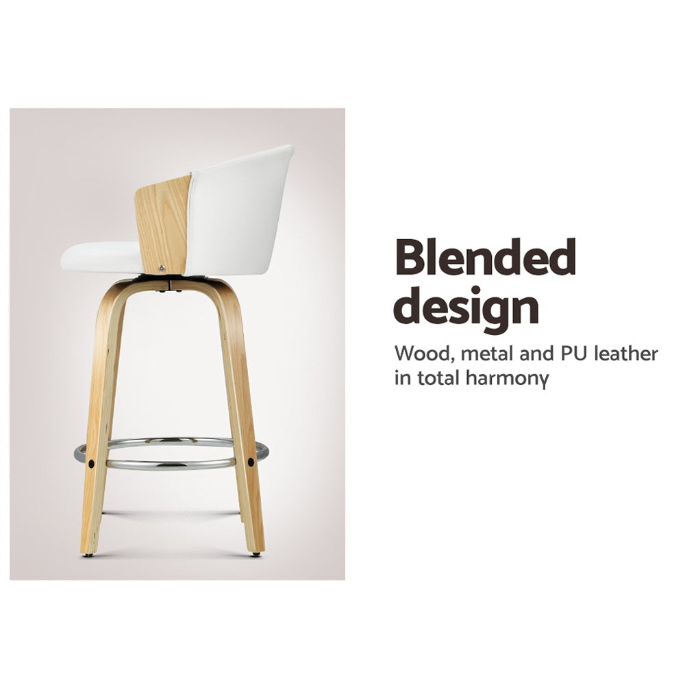 Imogen PU Leather Counter Stool - White (Set of 2)
