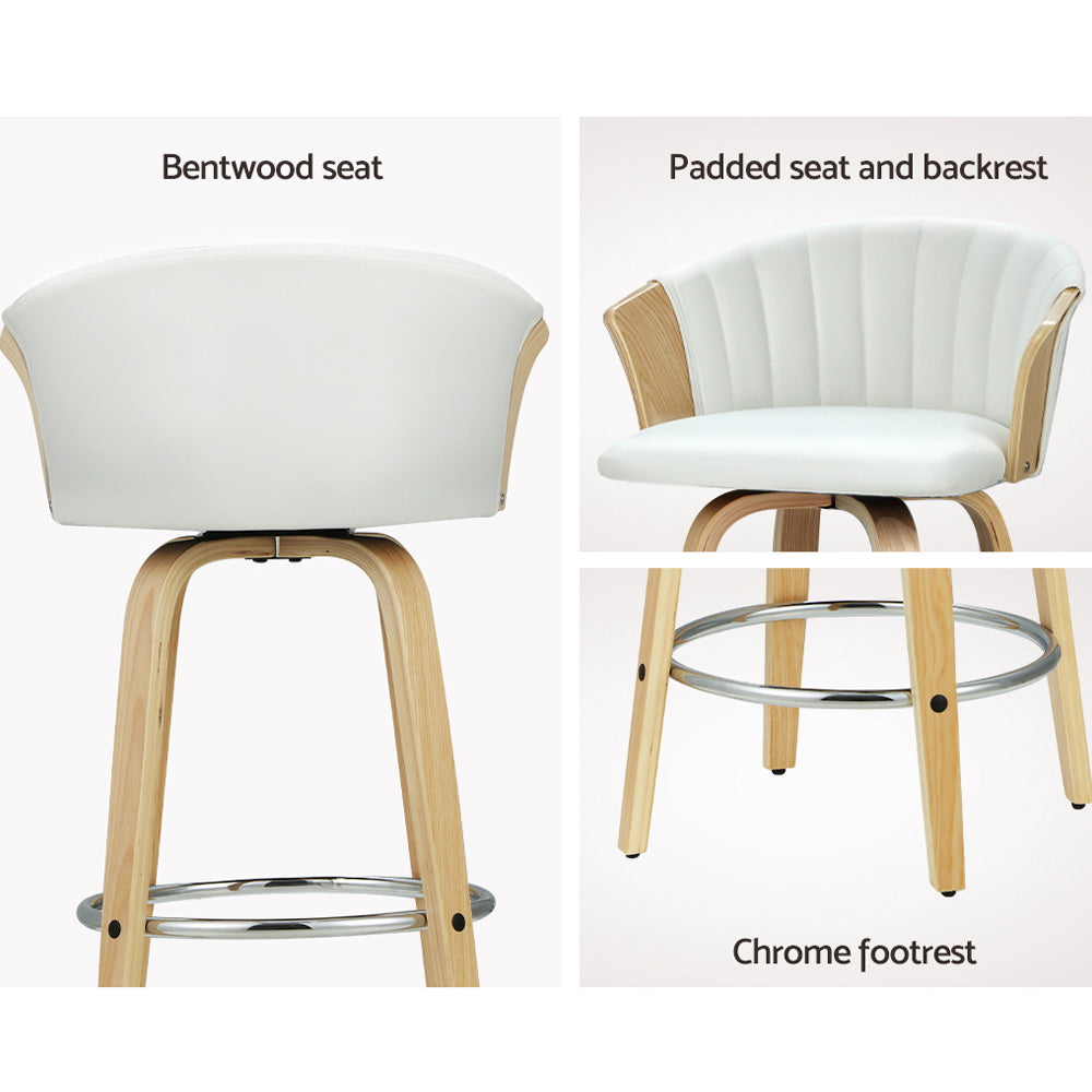 Imogen PU Leather Counter Stool - White (Set of 2)
