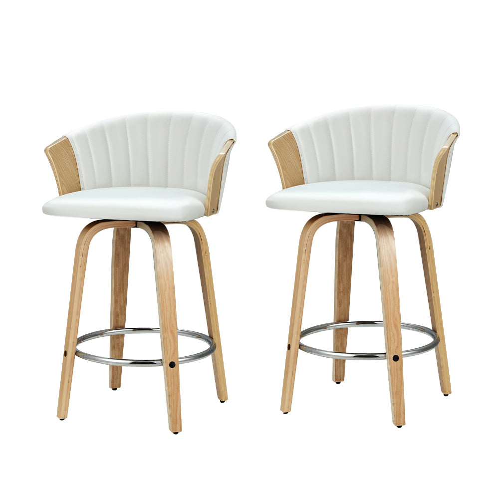 Imogen PU Leather Counter Stool - White (Set of 2)