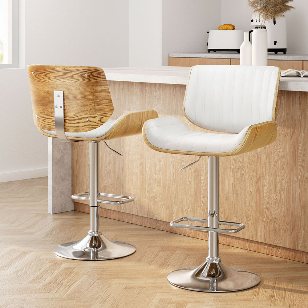 Ezra PU Leather Counter Stool - White (Set of 2)