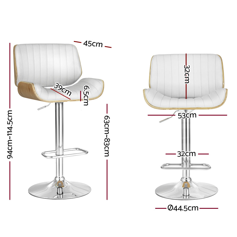 Ezra PU Leather Counter Stool - White (Set of 2)