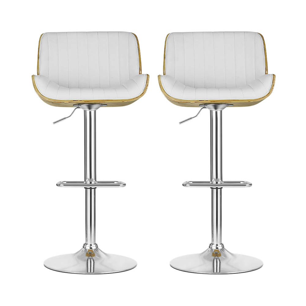 Ezra PU Leather Counter Stool - White (Set of 2)