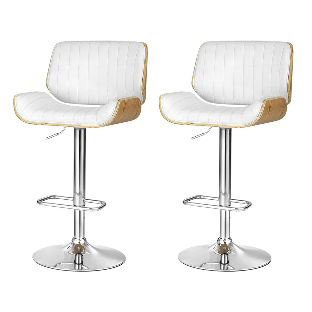 Ezra PU Leather Counter Stool - White (Set of 2)