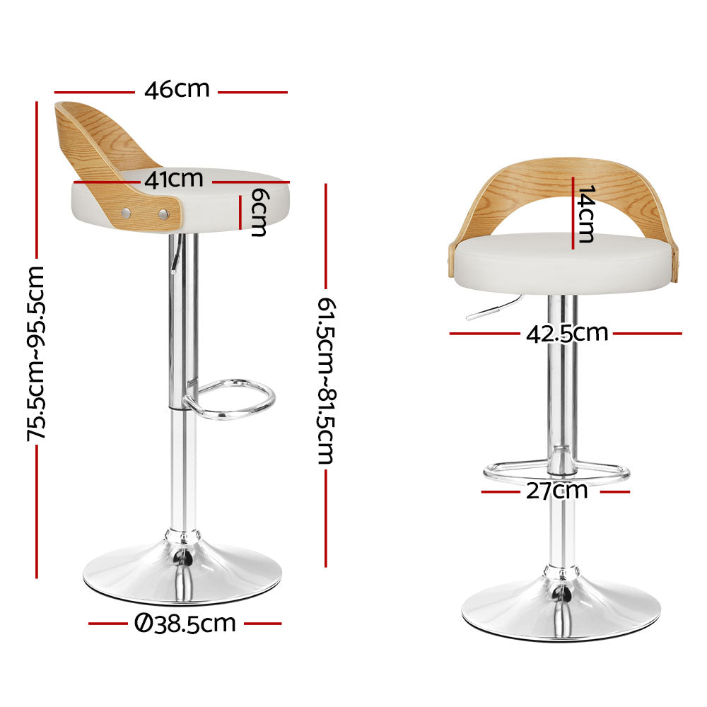 Lucy PU Leather Counter Stool - White (Set of 2)