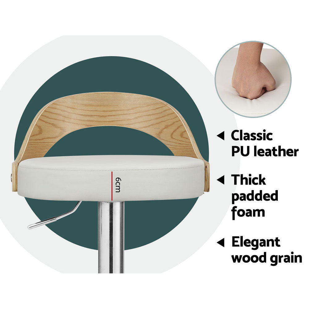 Lucy PU Leather Counter Stool - White (Set of 2)