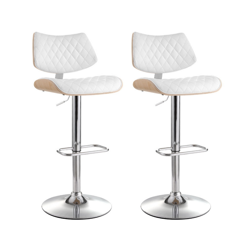 Angus PU Leather Counter Stool - White (Set of 2)