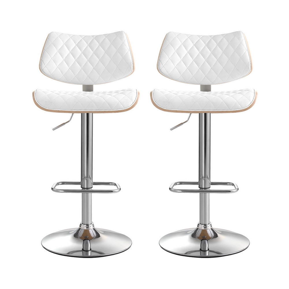 Angus PU Leather Counter Stool - White (Set of 2)