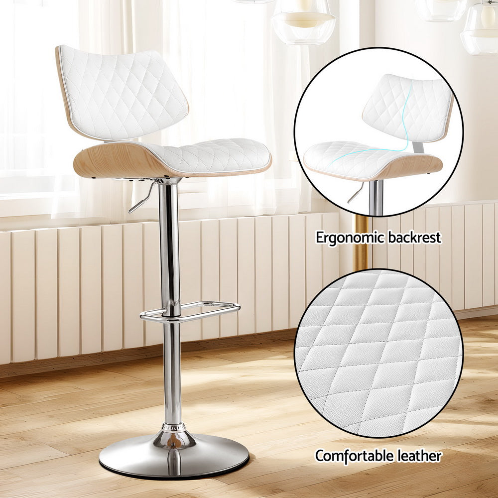 Angus PU Leather Counter Stool - White (Set of 2)