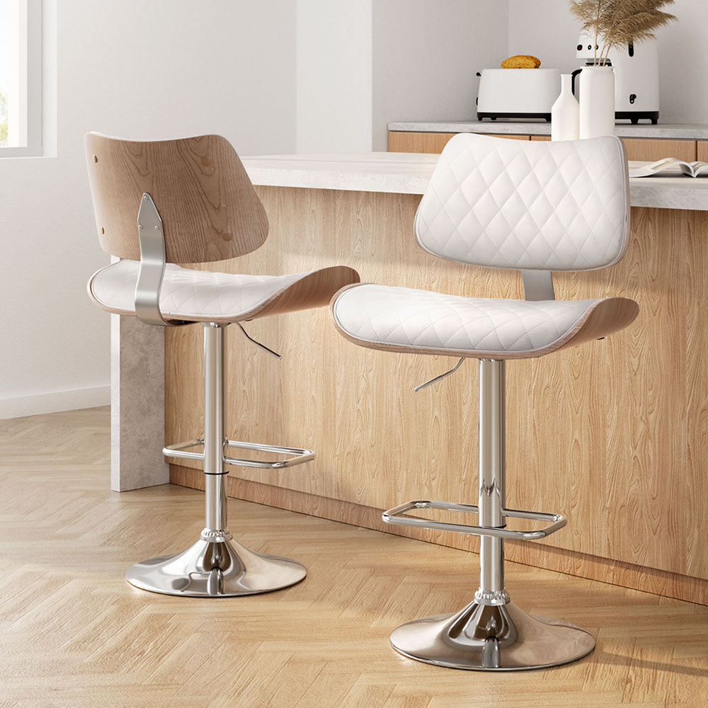 Angus PU Leather Counter Stool - White (Set of 2)