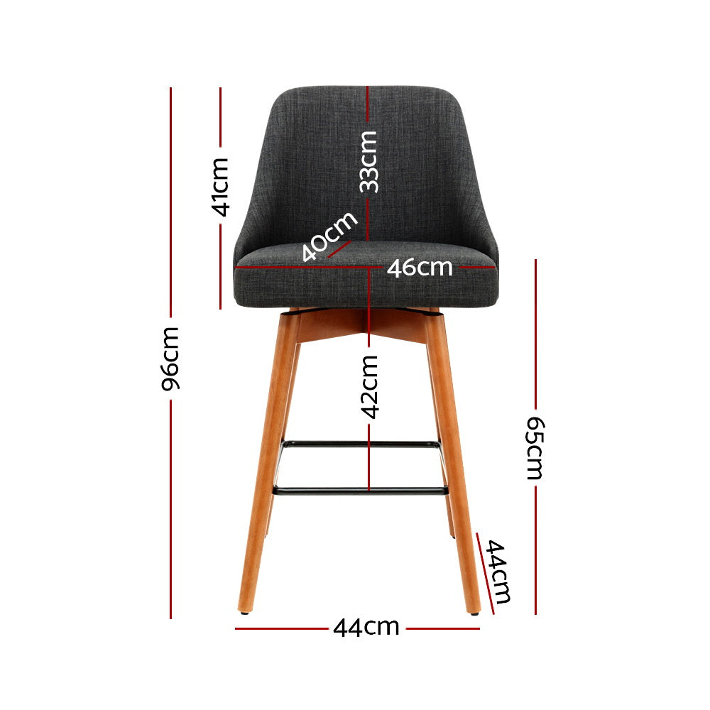 Harriet Fabric Counter Stool - Charcoal (Set of 2)
