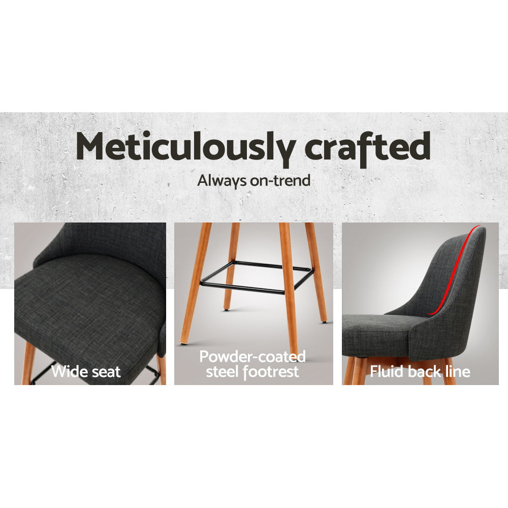 Harriet Fabric Counter Stool - Charcoal (Set of 2)