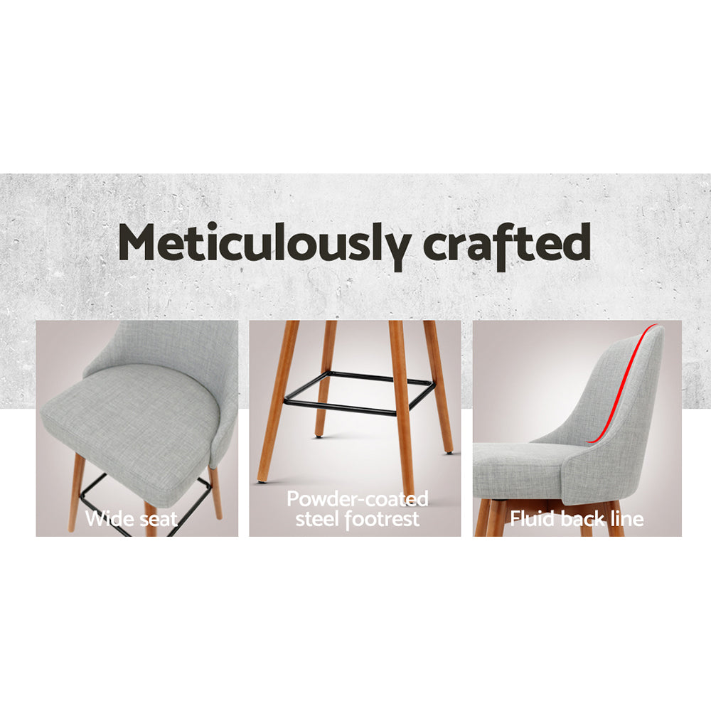 Harriet Fabric Counter Stool - Grey (Set of 2)