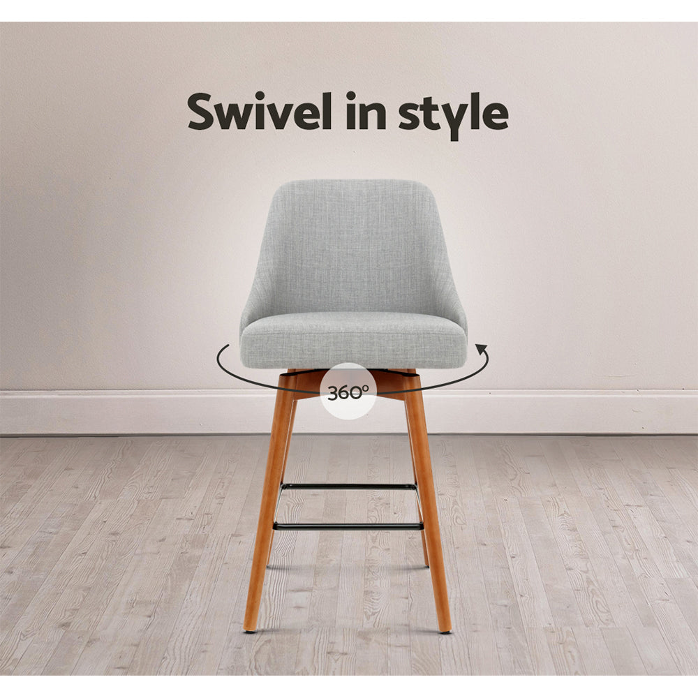 Harriet Fabric Counter Stool - Grey (Set of 2)