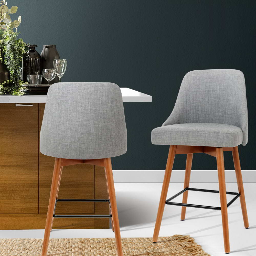 Harriet Fabric Counter Stool - Grey (Set of 2)
