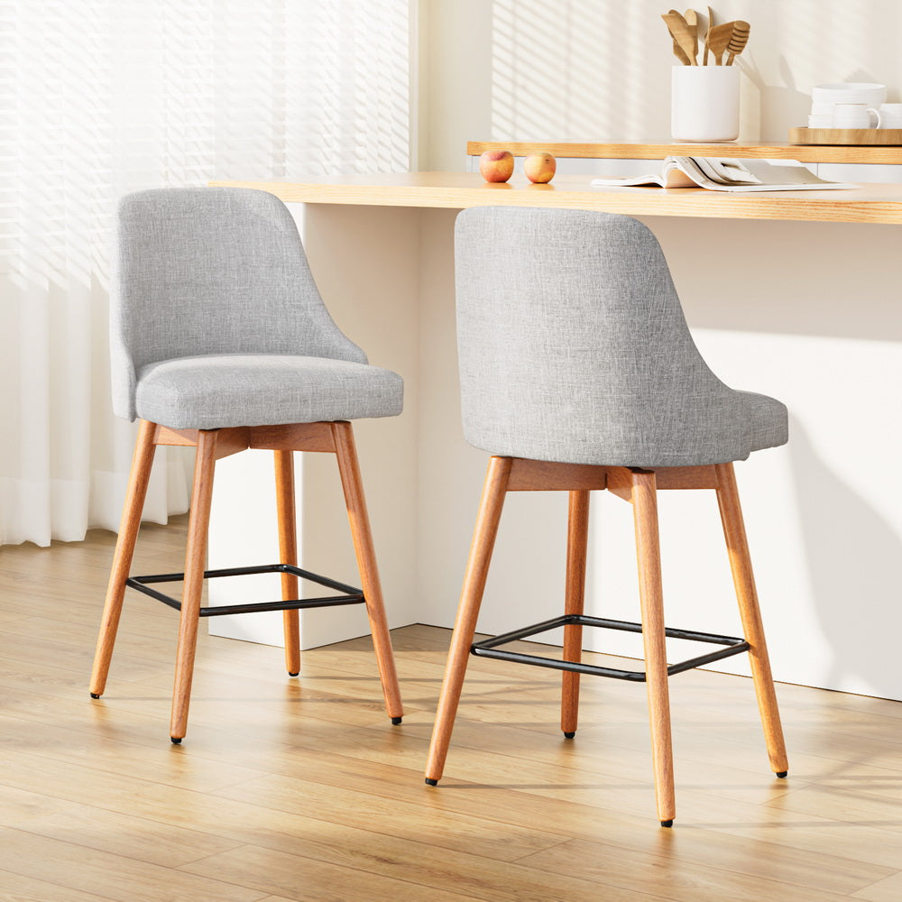 Harriet Fabric Counter Stool - Grey (Set of 2)