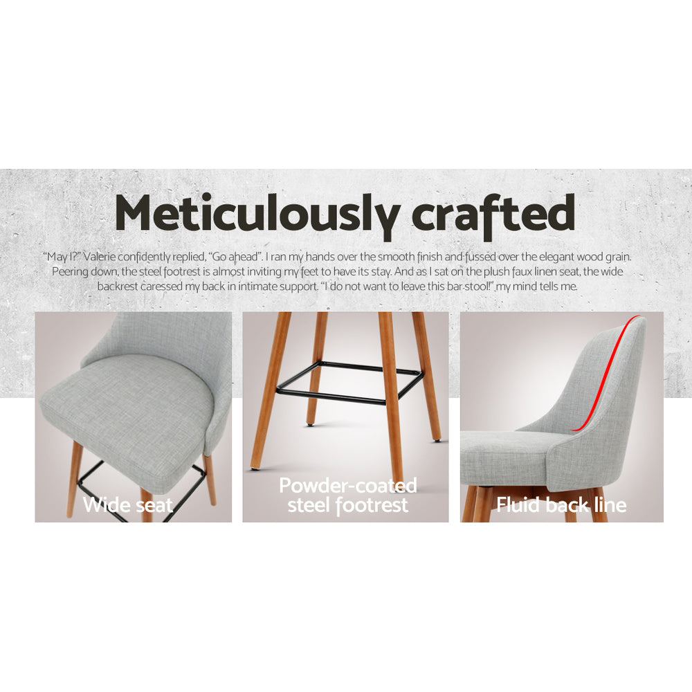 Harriet Fabric Counter Stool - Grey (Set of 4)