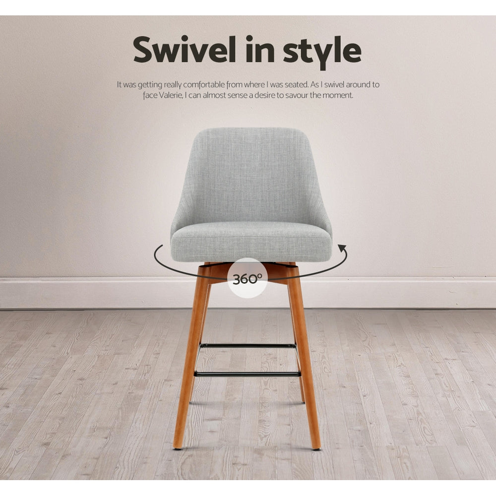 Harriet Fabric Counter Stool - Grey (Set of 4)