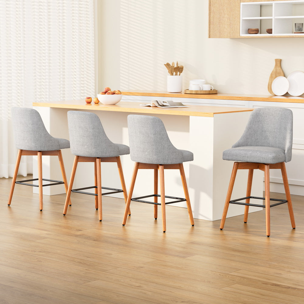 Harriet Fabric Counter Stool - Grey (Set of 4)