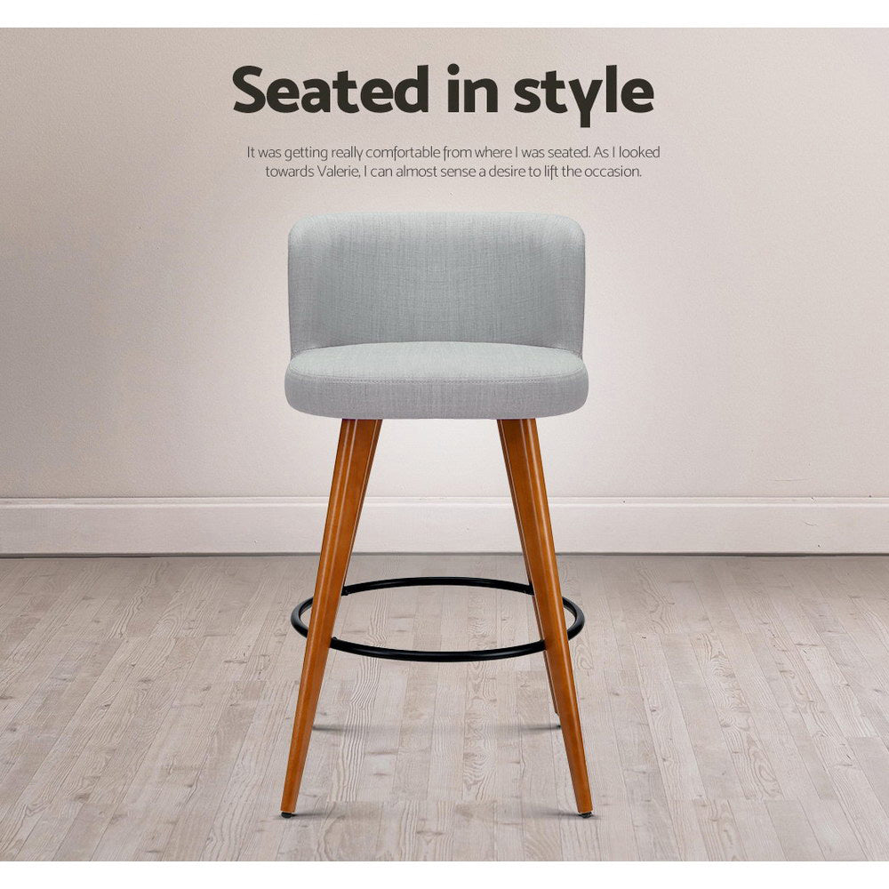 Gabriel Fabric Counter Stool - Grey (Set of 2)