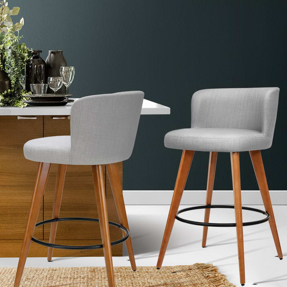 Gabriel Fabric Counter Stool - Grey (Set of 2)