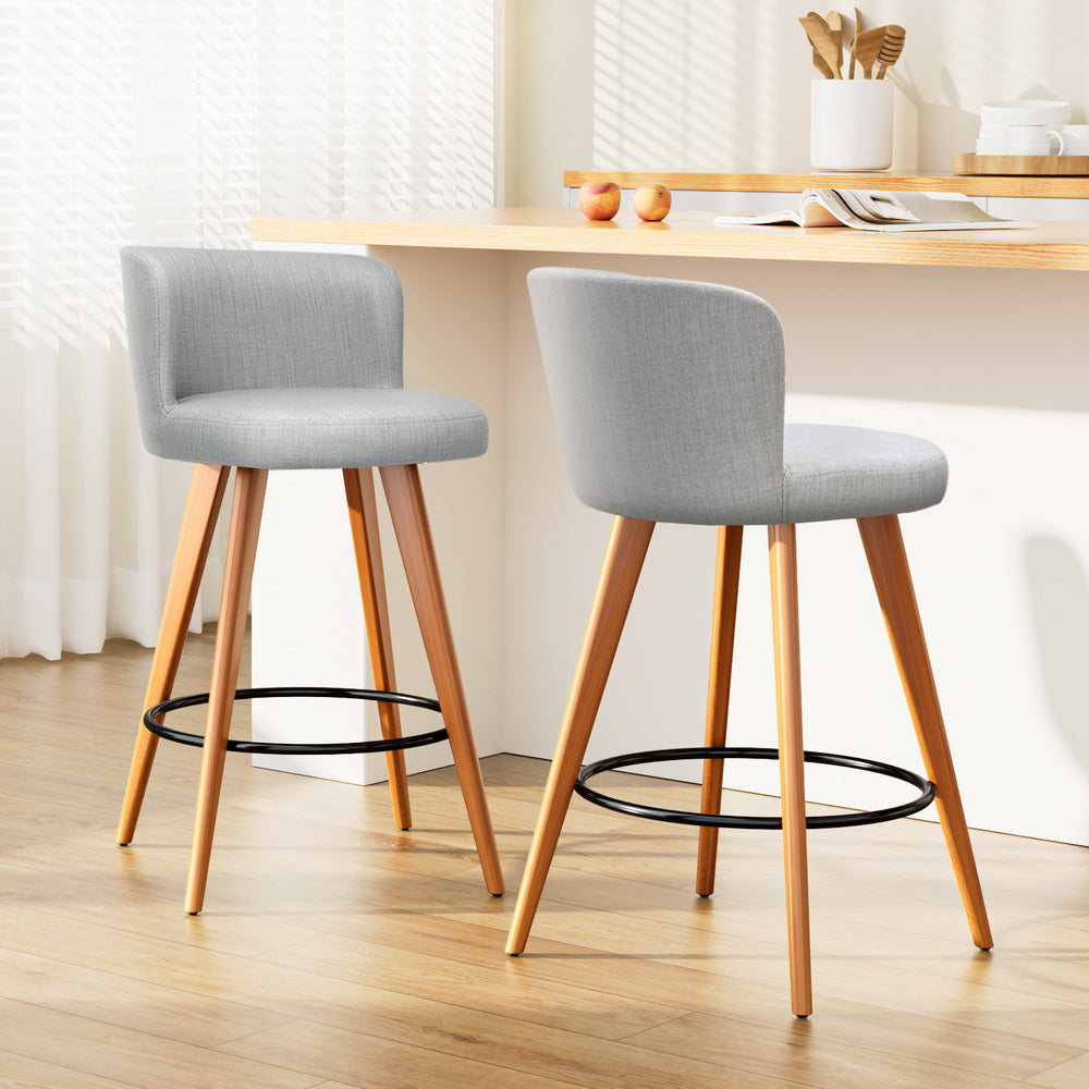 Gabriel Fabric Counter Stool - Grey (Set of 2)