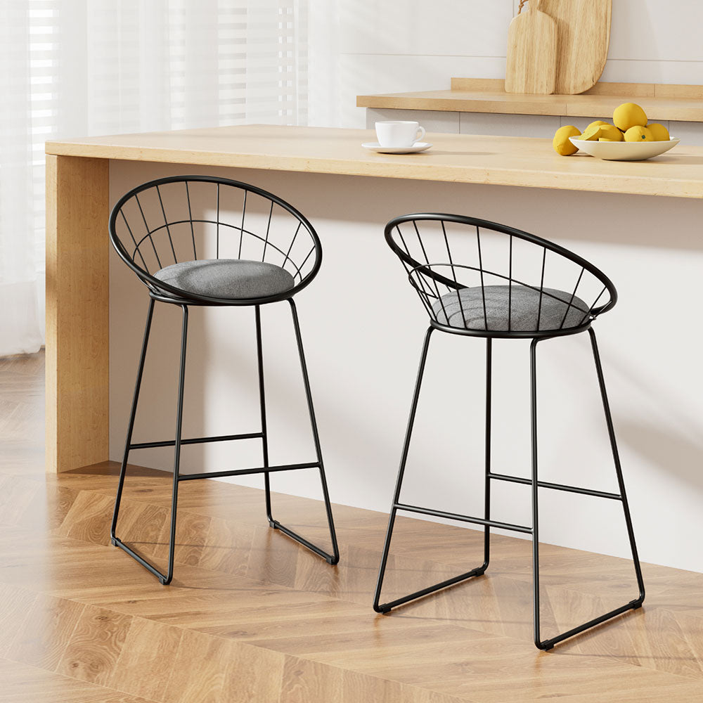 Ivy Fabric Counter Stool - Black (Set of 2)