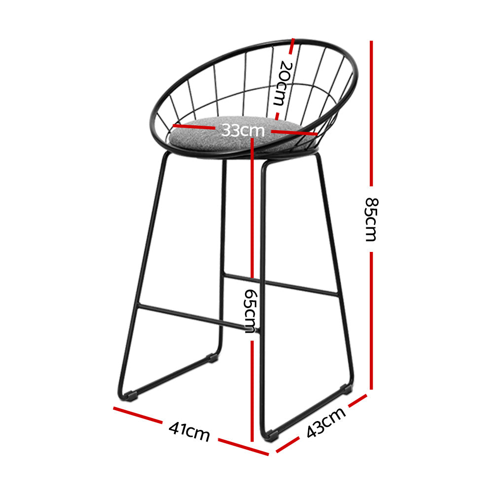 Ivy Fabric Counter Stool - Black (Set of 2)
