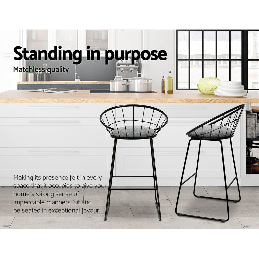 Ivy Fabric Counter Stool - Black (Set of 2)