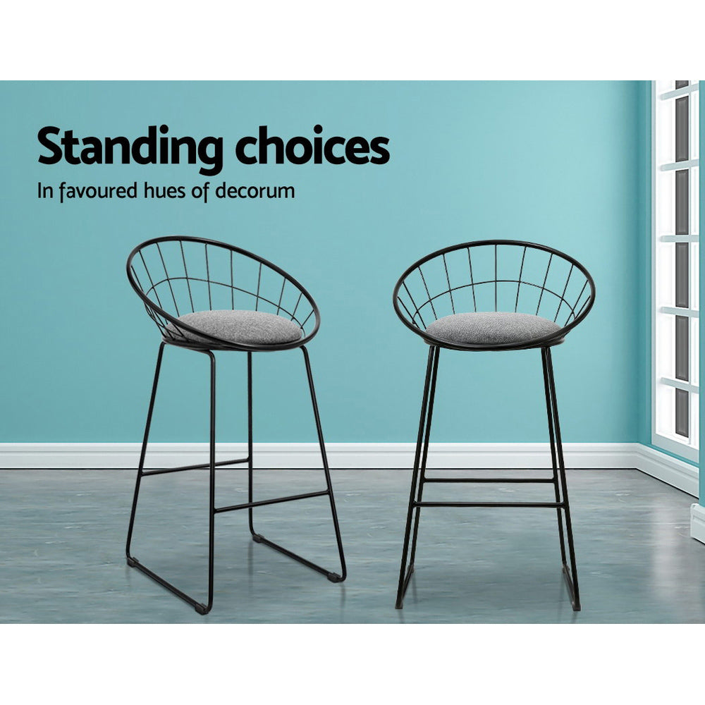 Ivy Fabric Counter Stool - Black (Set of 2)