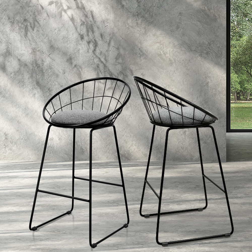 Ivy Fabric Counter Stool - Black (Set of 2)