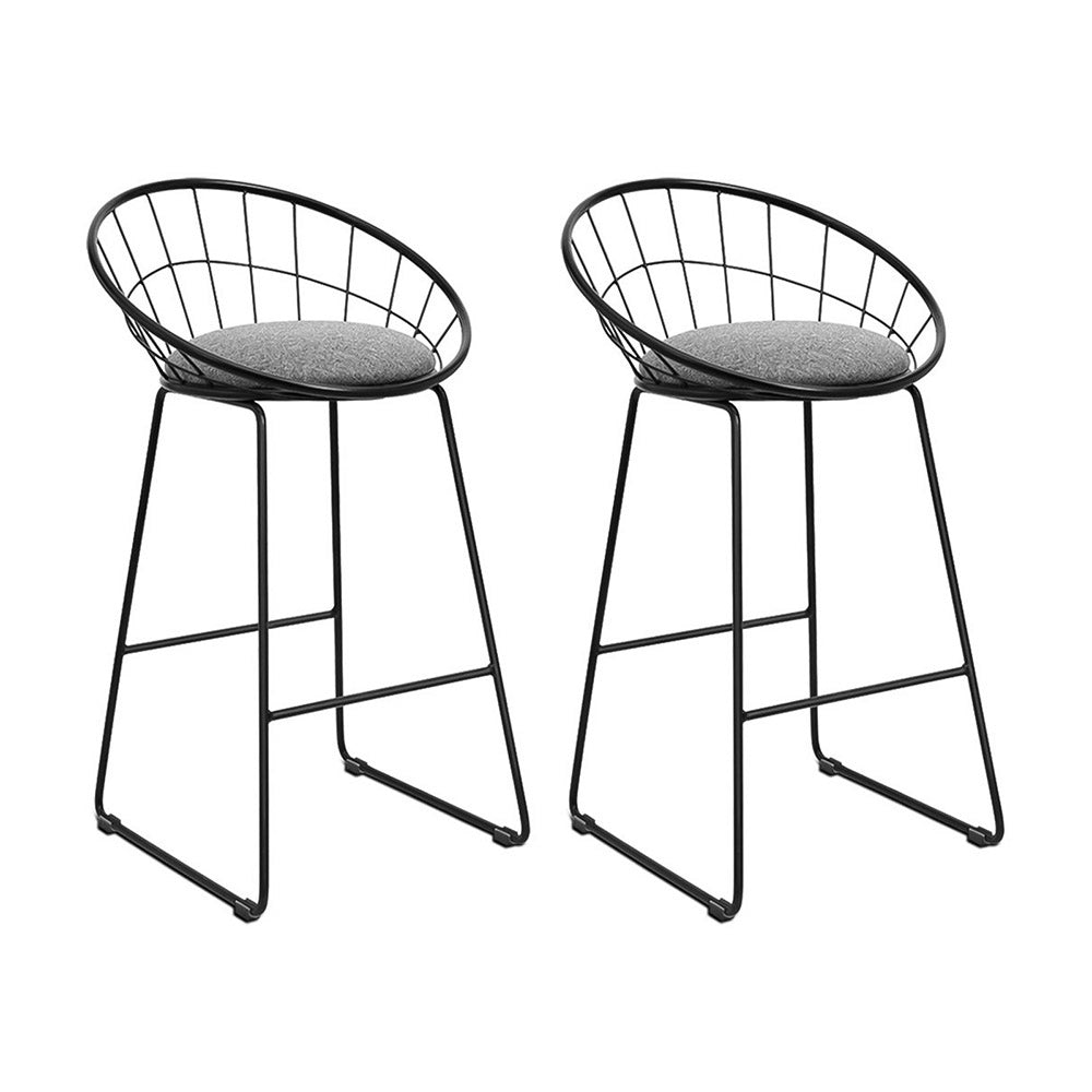 Ivy Fabric Counter Stool - Black (Set of 2)