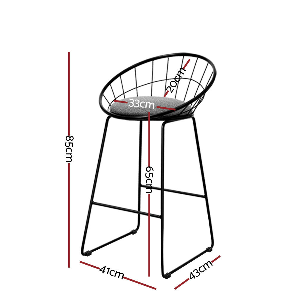Ivy Fabric Counter Stool - Black (Set of 4)